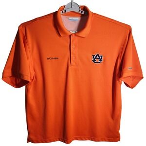 Auburn Tigers Columbia PFG Polo Shirt Men's Large Orange‎ Short Sleeve
